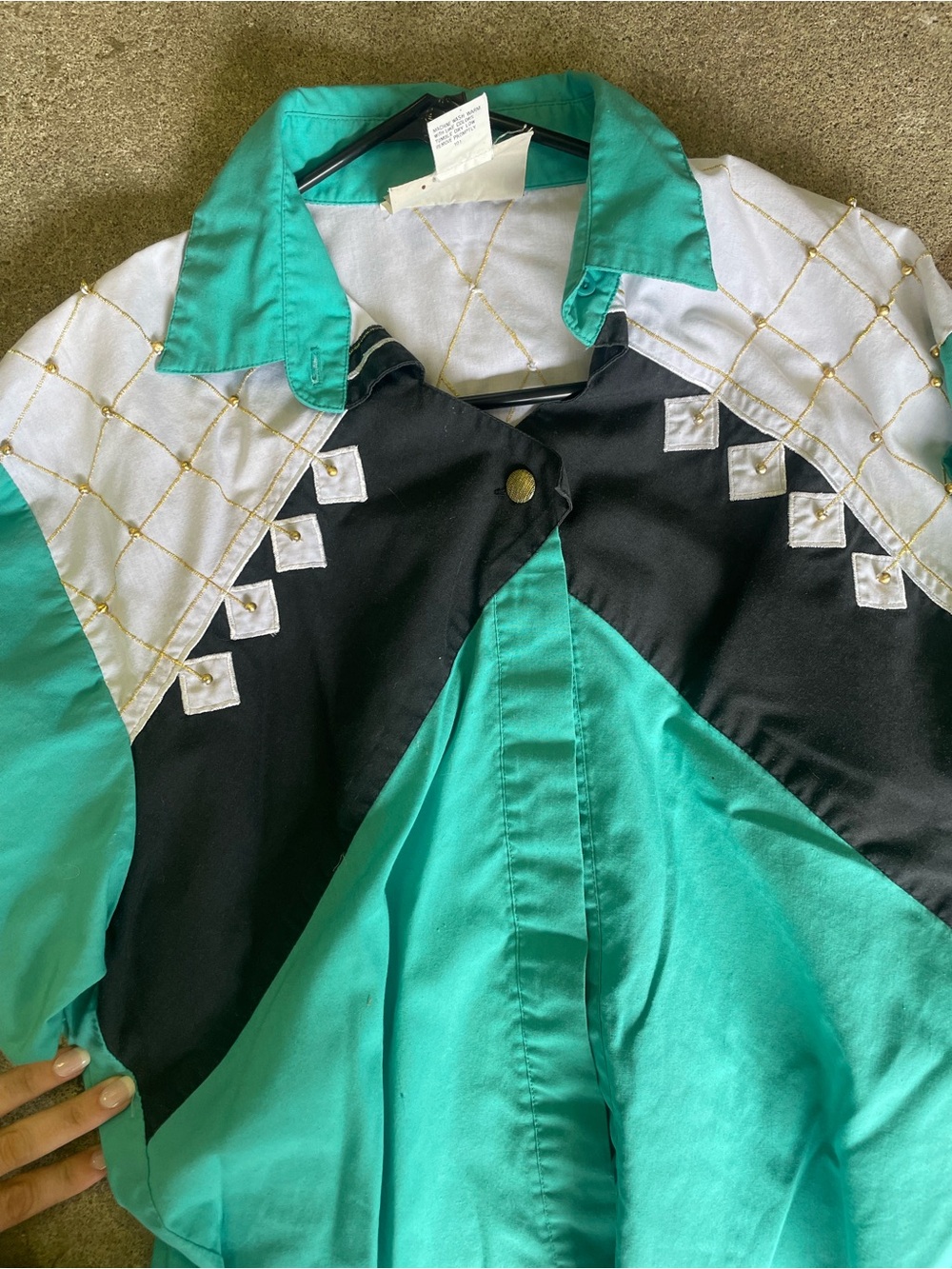 Teal and Black Colorblock western shirt